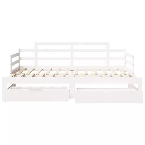  fehér kihúzható heverő fiókokkal matrac nélkül 80 x 200 cm