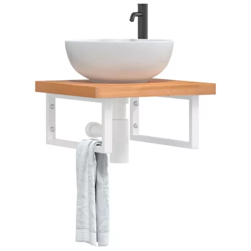  acél és tömör bükkfa falra szerelhető mosdópolc