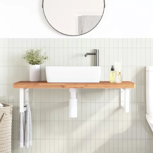  acél és tömör bükkfa falra szerelhető mosdópolc