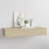  tölgyszínű MDF falra szerelhető fiókos polc 60 x 23,5 x 10 cm