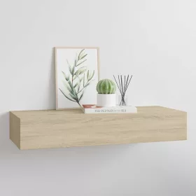    tölgyszínű MDF falra szerelhető fiókos polc 60 x 23,5 x 10 cm