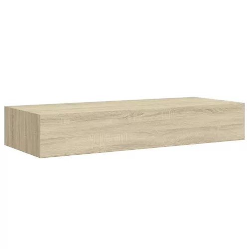 tölgyszínű MDF falra szerelhető fiókos polc 60 x 23,5 x 10 cm