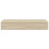  tölgyszínű MDF falra szerelhető fiókos polc 60 x 23,5 x 10 cm