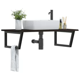  acél és tömör tölgyfa falra szerelhető mosdópolc