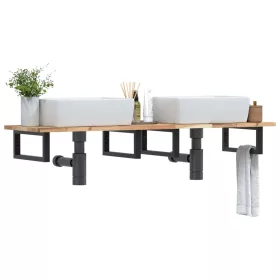  acél és tömör akácfa falra szerelhető mosdópolc