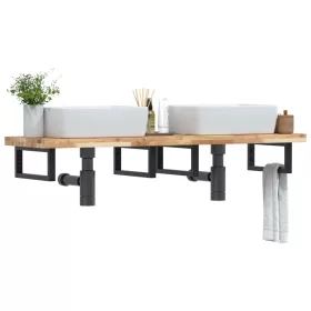  acél és tömör akácfa falra szerelhető mosdópolc