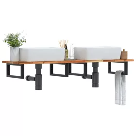  acél és tömör akácfa falra szerelhető mosdópolc