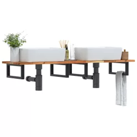  acél és tömör akácfa falra szerelhető mosdópolc