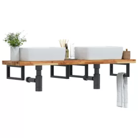  acél és tömör akácfa falra szerelhető mosdópolc