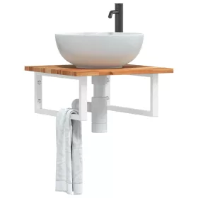  acél és tömör akácfa falra szerelhető mosdópolc