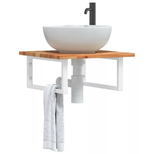  acél és tömör akácfa falra szerelhető mosdópolc