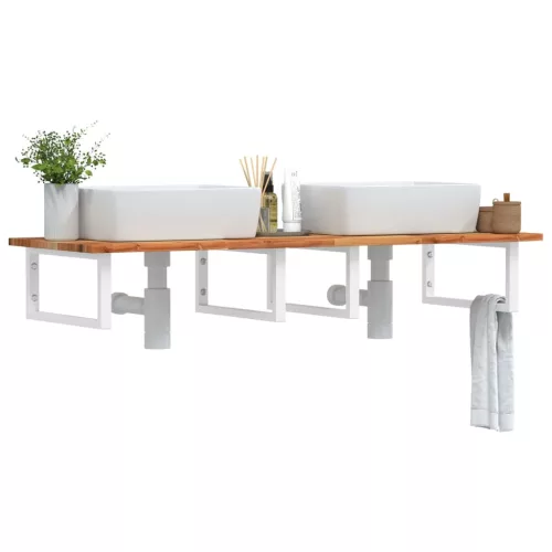  acél és tömör akácfa falra szerelhető mosdópolc