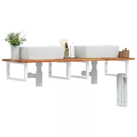  acél és tömör akácfa falra szerelhető mosdópolc