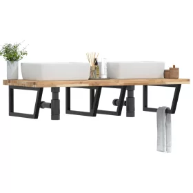  acél és tömör akácfa falra szerelhető mosdópolc