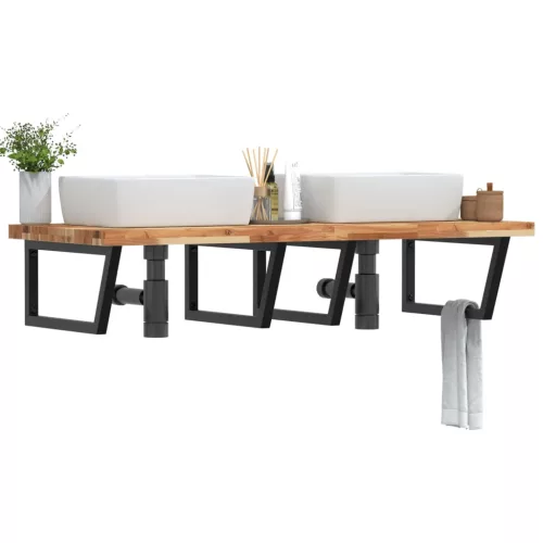  acél és tömör akácfa falra szerelhető mosdópolc