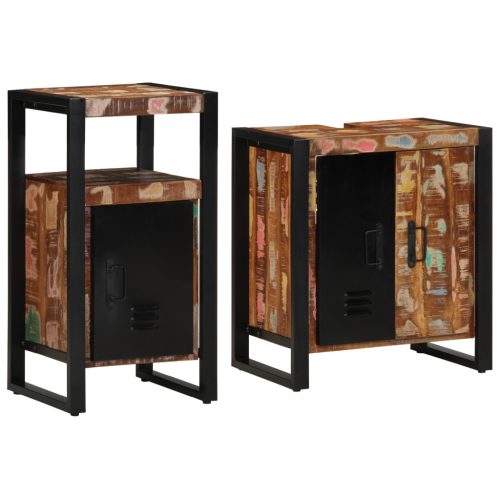  Fürdőszoba bútor szett 2 pcs Barna tömör újrahasznosított fa