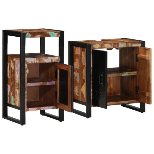  Fürdőszoba bútor szett 2 pcs Barna tömör újrahasznosított fa