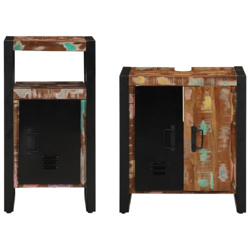  Fürdőszoba bútor szett 2 pcs Barna tömör újrahasznosított fa