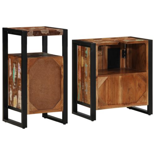  Fürdőszoba bútor szett 2 pcs Barna tömör újrahasznosított fa