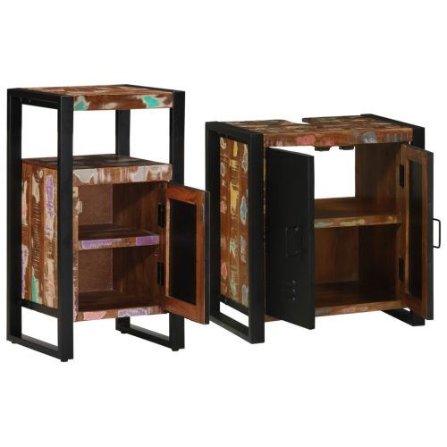  Fürdőszoba bútor szett 2 pcs Barna tömör újrahasznosított fa