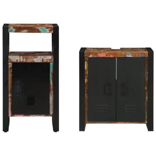  Fürdőszoba bútor szett 2 pcs Barna tömör újrahasznosított fa