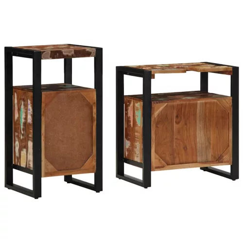  Fürdőszoba bútor szett 2 pcs Barna tömör újrahasznosított fa