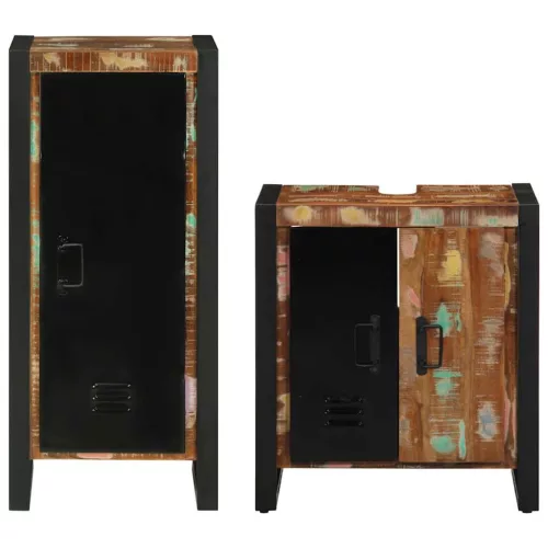  Fürdőszoba bútor szett polcokkal tömör újrahasznosított fa