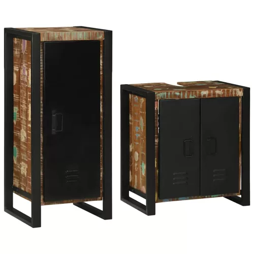  Fürdőszoba bútor szett 2 pcs Szilárd újrahasznosított fa