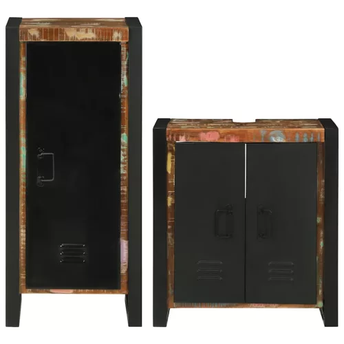  Fürdőszoba bútor szett 2 pcs Szilárd újrahasznosított fa