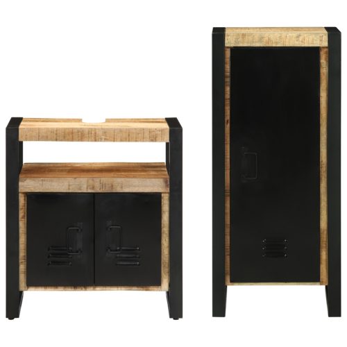  Fürdőszoba bútor szett polcokkal tárolóval ajtóval 2 pcs Barna Tömör Mangófát