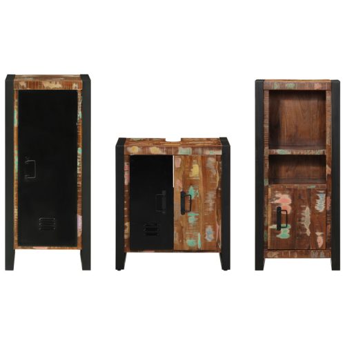  Fürdőszoba bútor szett 3 pcs Szilárd újrahasznosított fa