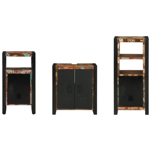  Fürdőszoba bútor szett 3 pcs Szilárd újrahasznosított fa