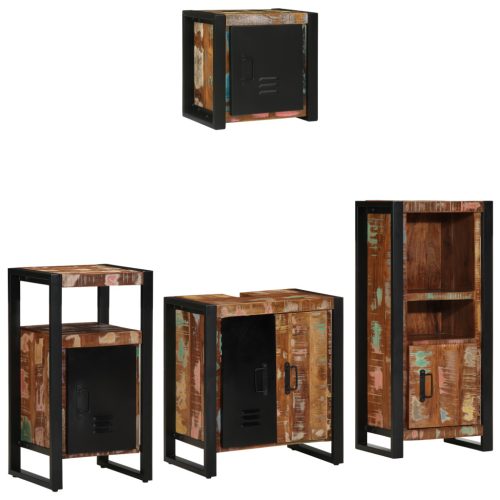  Fürdőszoba bútor szett 4 pcs Szilárd újrahasznosított fa