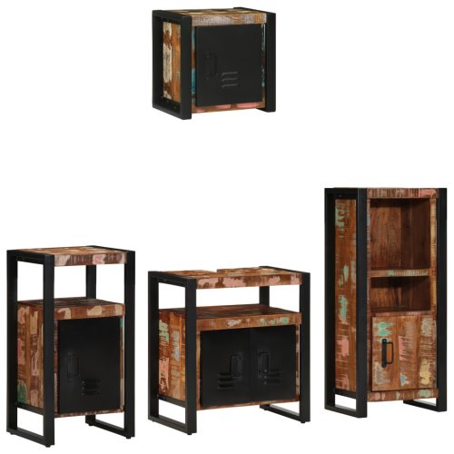  Fürdőszoba bútor szett 4 pcs Szilárd újrahasznosított fa