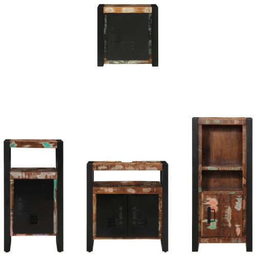  Fürdőszoba bútor szett 4 pcs Szilárd újrahasznosított fa