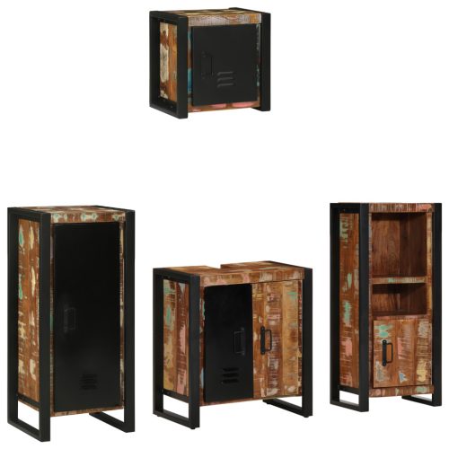  Fürdőszoba bútor szett 4 pcs Szilárd újrahasznosított fa