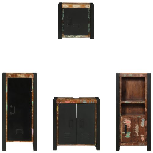  Fürdőszoba bútor szett 4 pcs Szilárd újrahasznosított fa