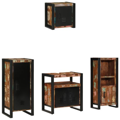  Fürdőszoba bútor szett 4 pcs Szilárd újrahasznosított fa