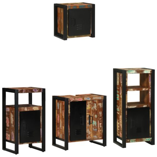  Fürdőszoba bútor szett 4 pcs Szilárd újrahasznosított fa