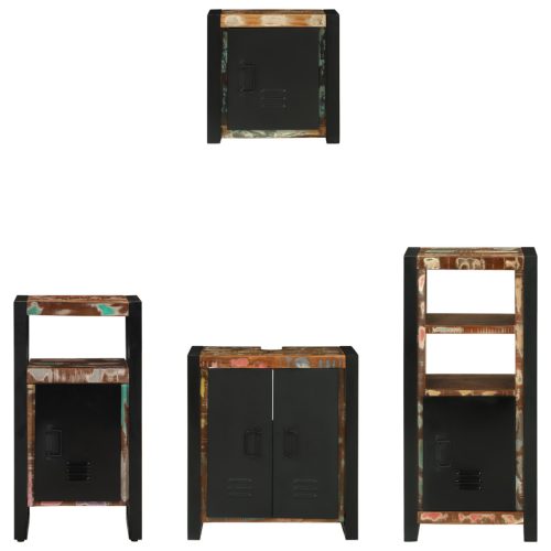  Fürdőszoba bútor szett 4 pcs Szilárd újrahasznosított fa