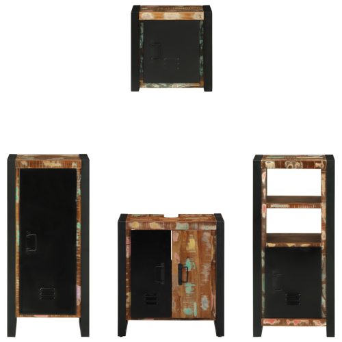  Fürdőszoba bútor szett 4 pcs Szilárd újrahasznosított fa