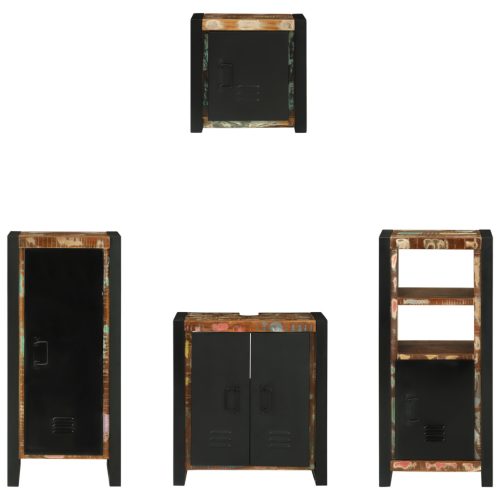  Fürdőszoba bútor szett 4 pcs Szilárd újrahasznosított fa