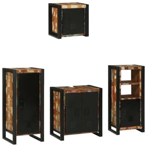  Fürdőszoba bútor szett 4 pcs Szilárd újrahasznosított fa