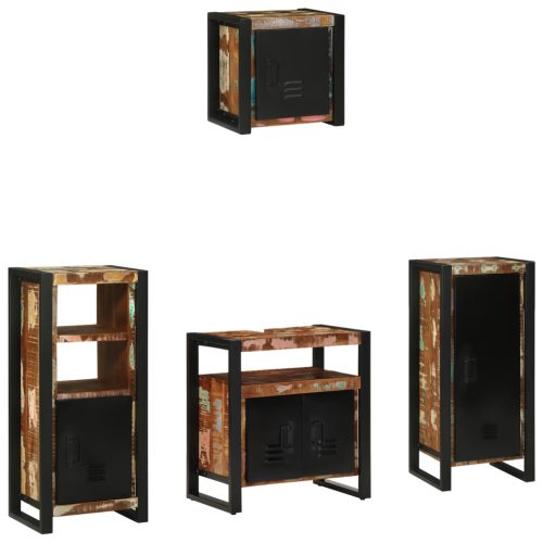  Fürdőszoba bútor szett 4 pcs Szilárd újrahasznosított fa