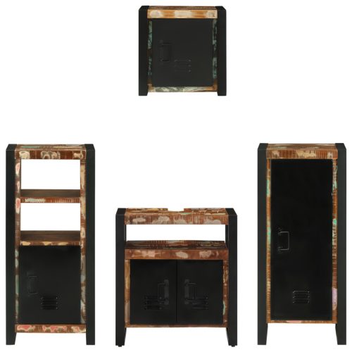  Fürdőszoba bútor szett 4 pcs Szilárd újrahasznosított fa