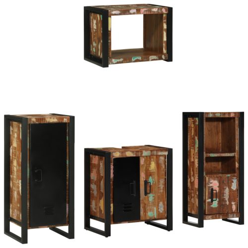  Fürdőszoba bútor szett 4 pcs Szilárd újrahasznosított fa