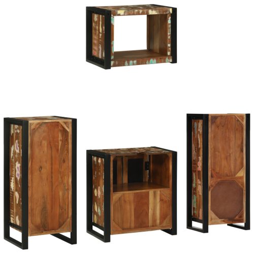  Fürdőszoba bútor szett 4 pcs Szilárd újrahasznosított fa