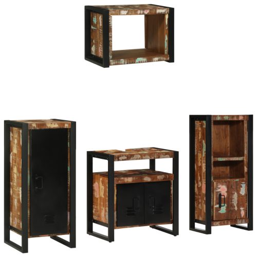  Fürdőszoba bútor szett 4 pcs Szilárd újrahasznosított fa