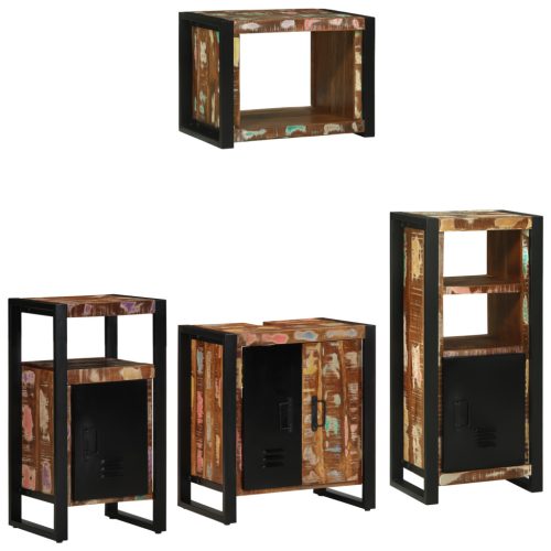  Fürdőszoba bútor szett 4 pcs Szilárd újrahasznosított fa