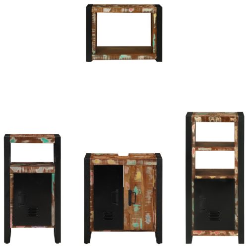  Fürdőszoba bútor szett 4 pcs Szilárd újrahasznosított fa